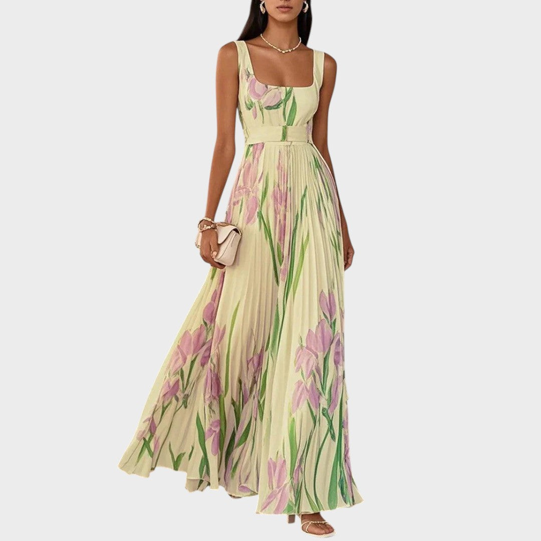 Elaina - Lilleline Plisseeritud Kleid