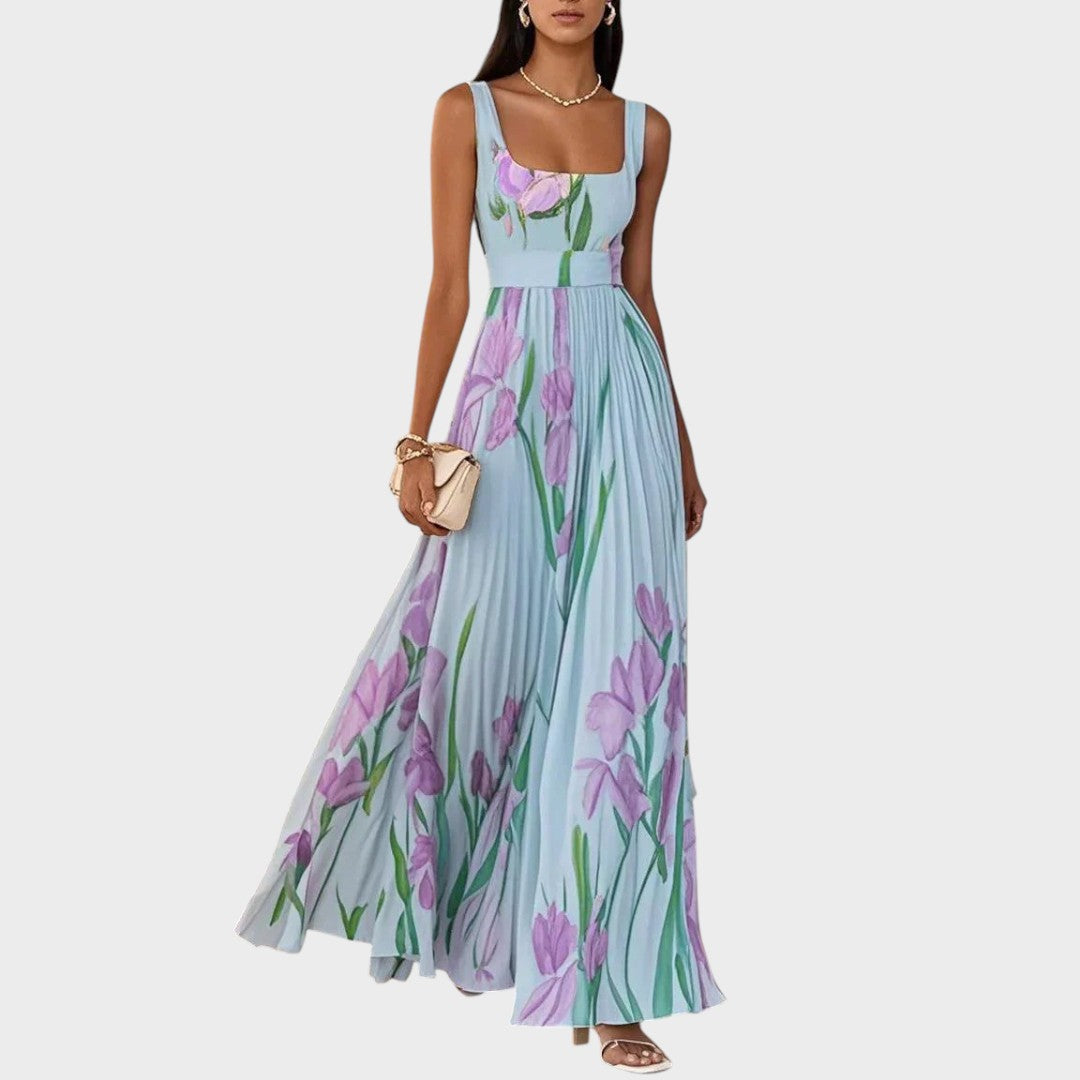 Elaina - Lilleline Plisseeritud Kleid