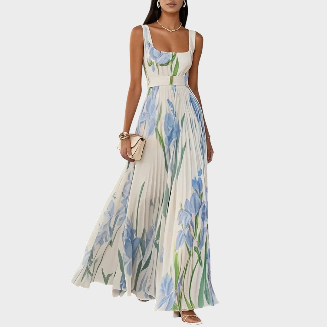 Elaina - Lilleline Plisseeritud Kleid