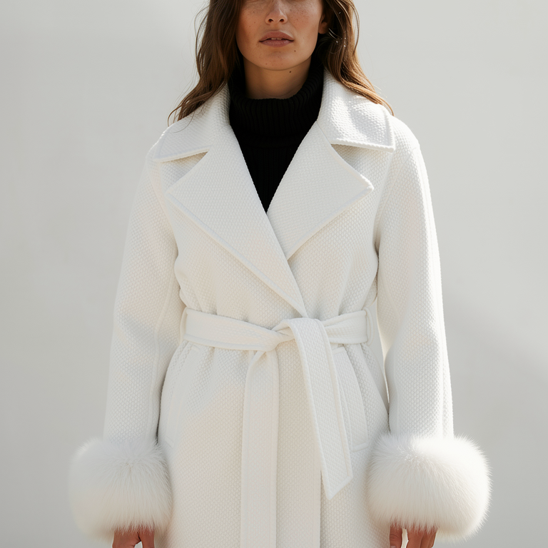 Ivanic – Elegantní kabát s detaily z umělé kůže