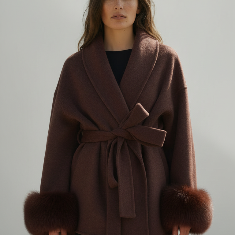 Ivanic – Elegantní kabát s detaily z umělé kůže